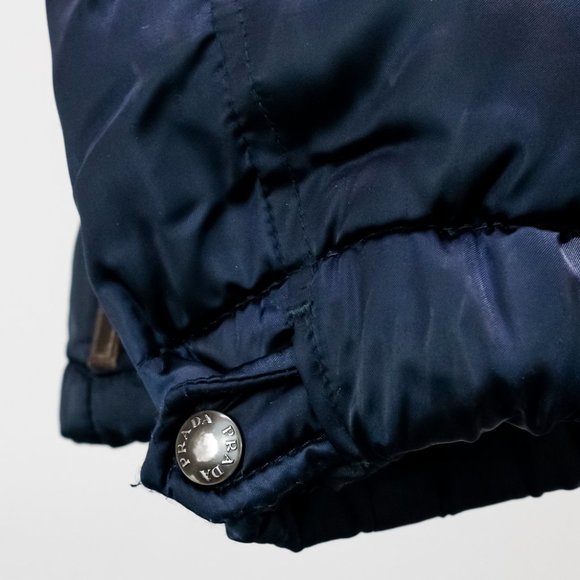 Prada Navy Puffer Jacket with Fur Trim - Picture 7 of 15